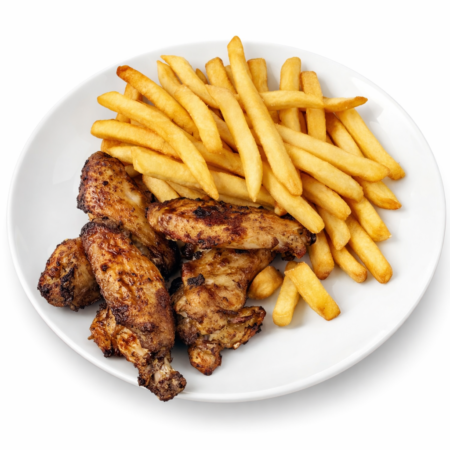 Chicken Wings (6 pieces) with french fries